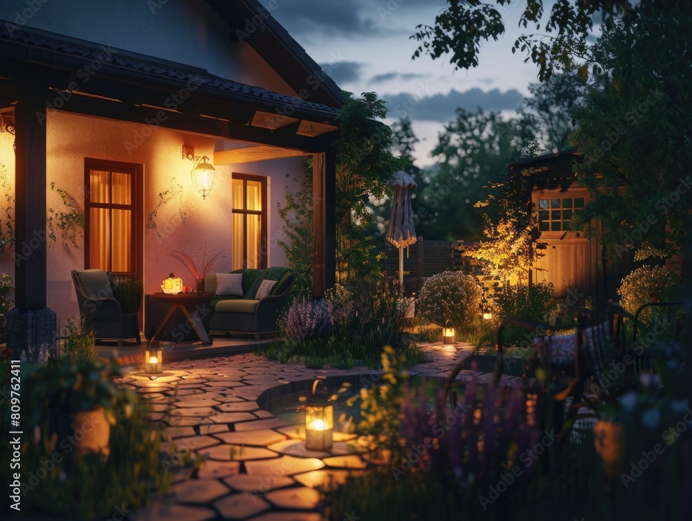 A house with a patio and a garden A house with a patio and a garden