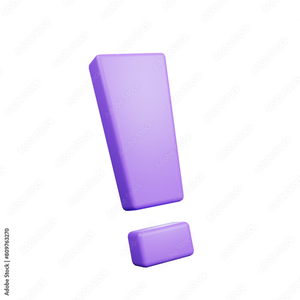 3d render ui icon of exclamation mark 3d render ui icon of exclamation mark