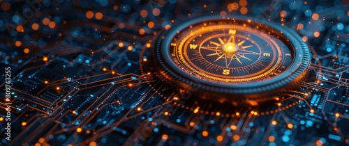 Wallpaper Mural technological compass background Torontodigital.ca