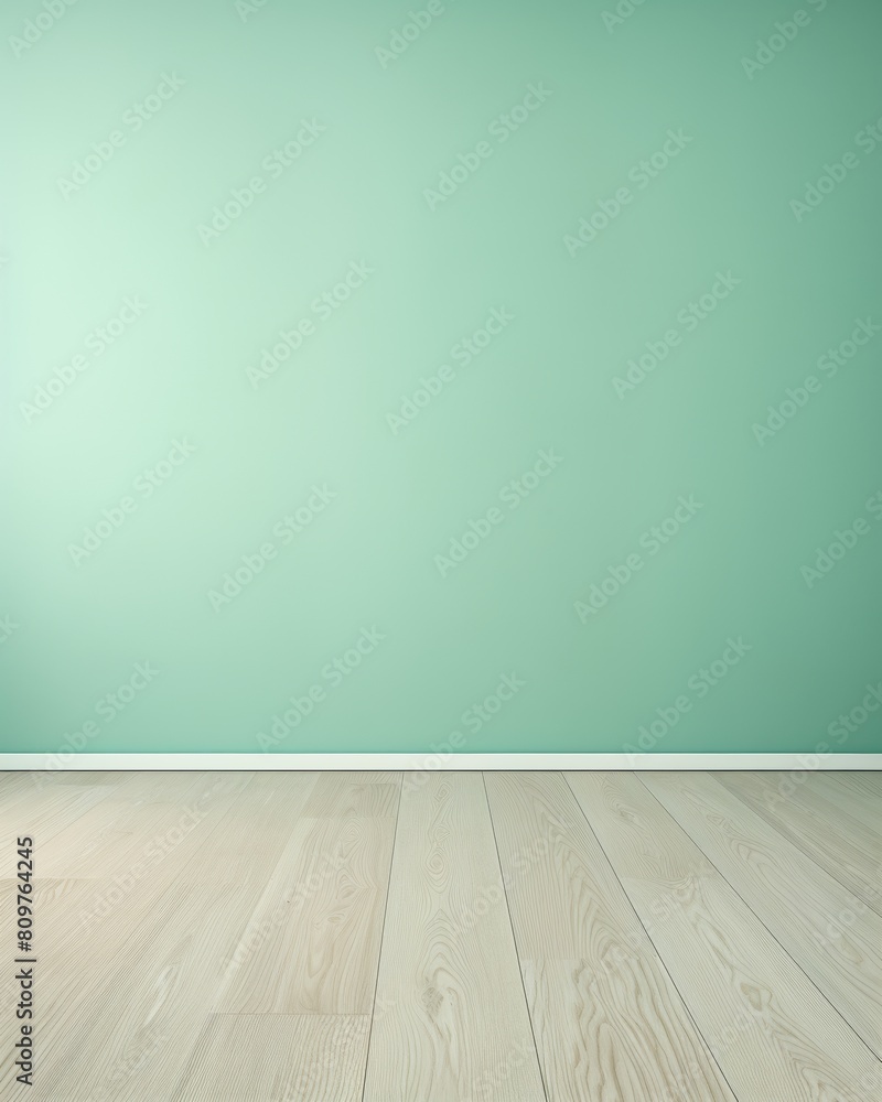 An empty room with green walls and a light wood floor., background An empty room with green walls and a light wood floor., background