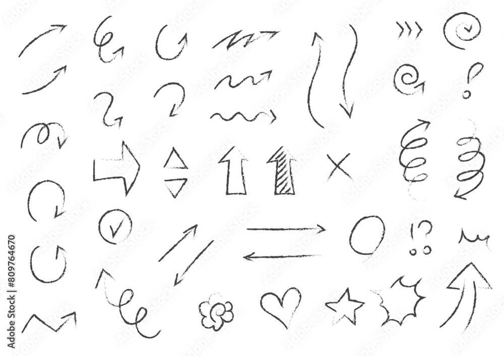 シンプルな手描き矢印のアイコンセット シンプルな手描き矢印のアイコンセット