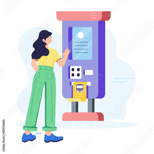 Grab this flat illustration of a ticket machine 