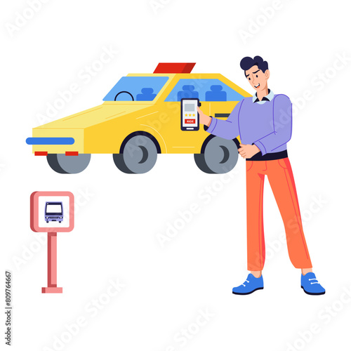 Here’s a flat illustration of hailing ride 