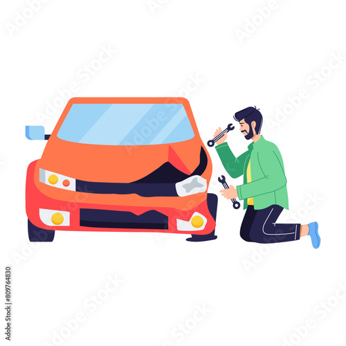 Download flat illustration of roadside assistance 