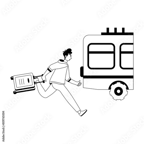 Here’s a glyph illustration of man chasing bus 