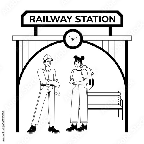 Here’s a glyph illustration of a railway station 