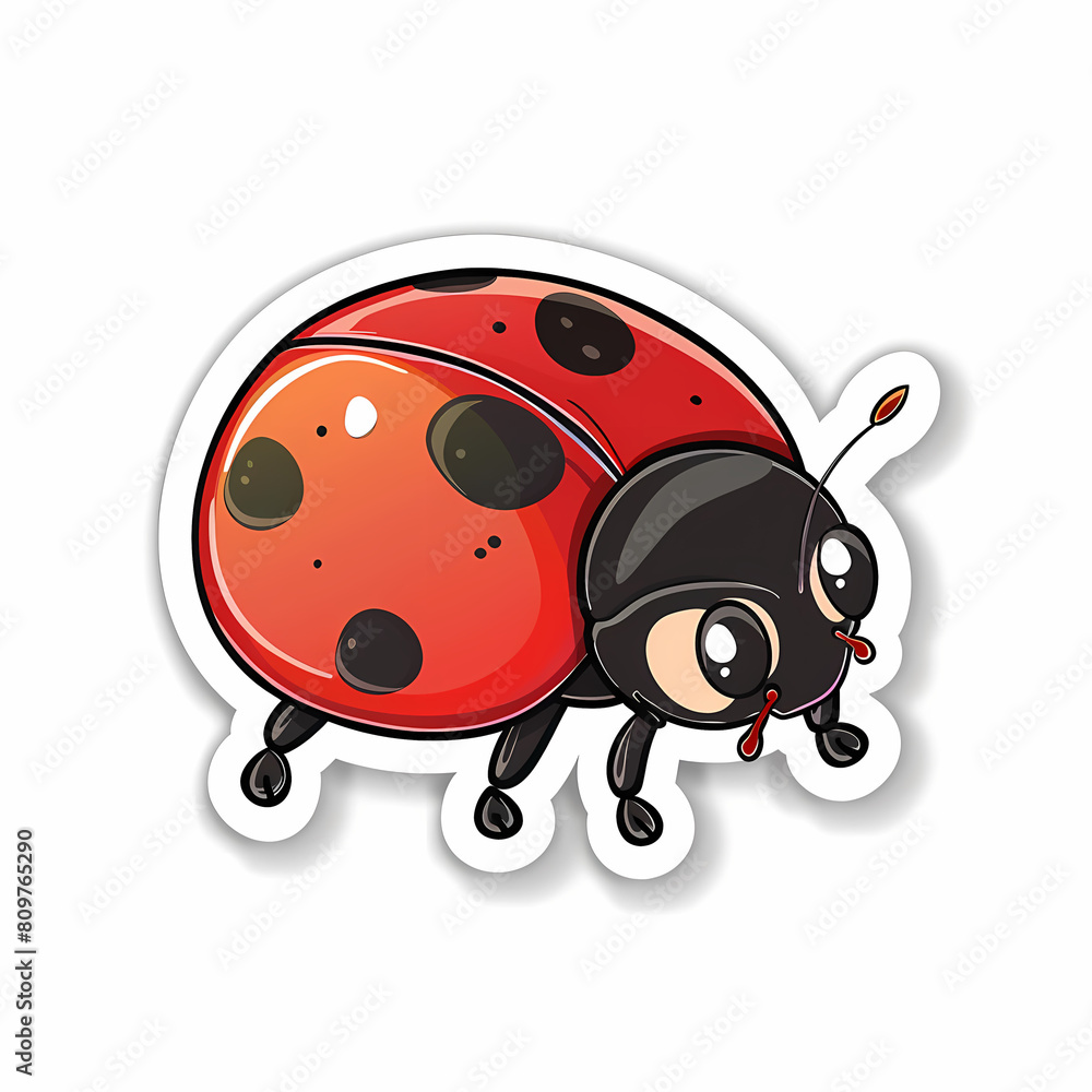 Obraz premium Cute Ladybug cartoon on a White Canvas Sticker,vector image