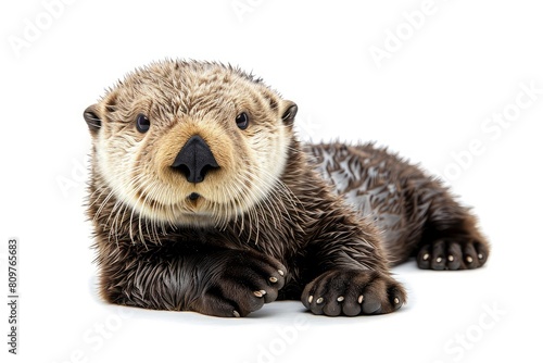 Sea otter photo on white isolated background © Aditya