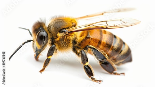 Golden honeybee or bee isolated on the white background  © Мария Шарапова