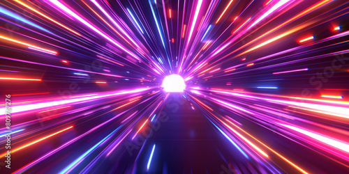 Wallpaper Mural colorful light tunnel background. Neon futuristic flashes on black background. Colorful light exposure in a tunnel. abstract fast moving stripe lines Motion light lines backdrop Torontodigital.ca