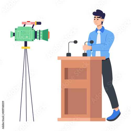 Handy flat character illustration of an orator