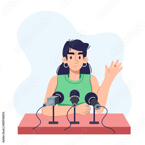 Handy flat illustration depicting a politician interview 