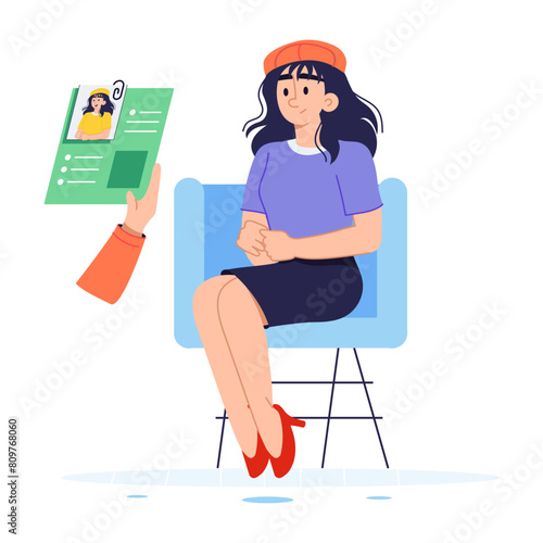 Interview nervous feeling, flat character illustration 
