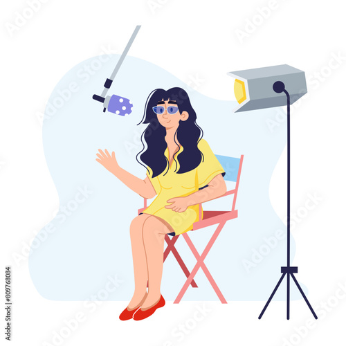 Premium flat illustration of an influencer interview 