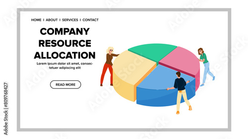 analysis company resource allocation vector. optimization productivity, decision making, prioritization funding analysis company resource allocation web flat cartoon illustration