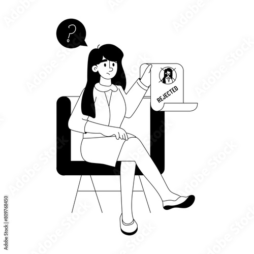 Latest glyph character illustration of job rejection 