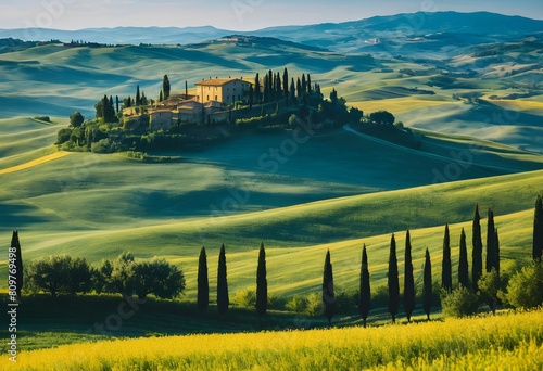 Volterra Vista: Capturing the Beauty of Tuscany's Rural Sunset Landscape