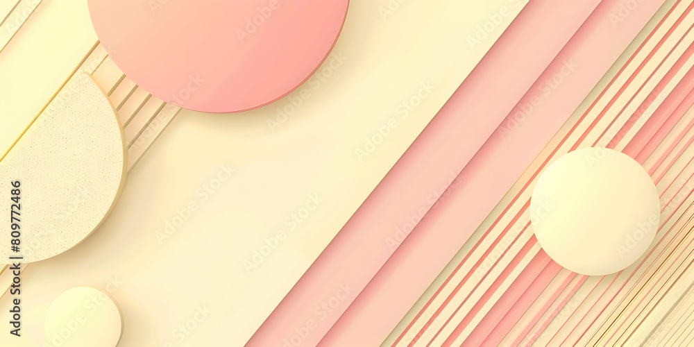 Chic abstract background with minimalist geometric shapes and soft lines in pastel pink and soft yellow Chic abstract background with minimalist geometric shapes and soft lines in pastel pink and soft yellow