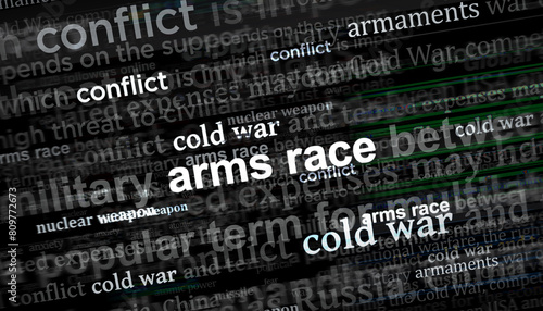 Arms race cold war news titles illustration