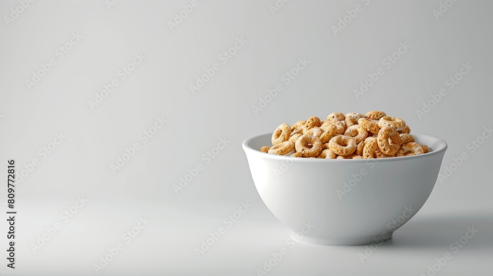 Bowl of cereal rotating against a blank background for copy Bowl of cereal rotating against a blank background for copy