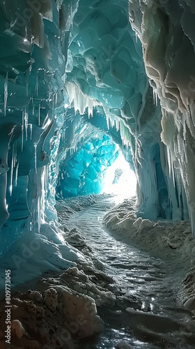 Breathtaking ice caves with crystal-clear ice formations © Cloudyew