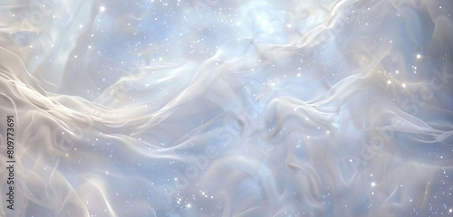 Mystical pearl white mist drifts in celestial patterns, pure and transcendent. photo