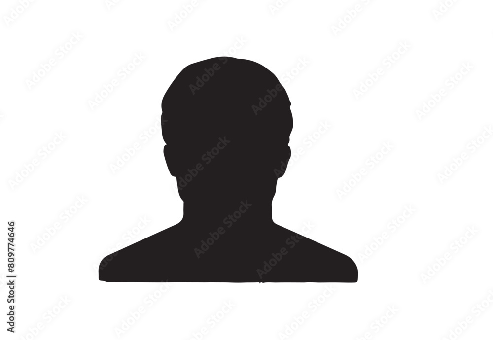 Young man head silhouette icon Young man head silhouette icon