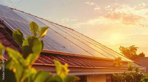 solar panels photoelectric energy powered roof photo