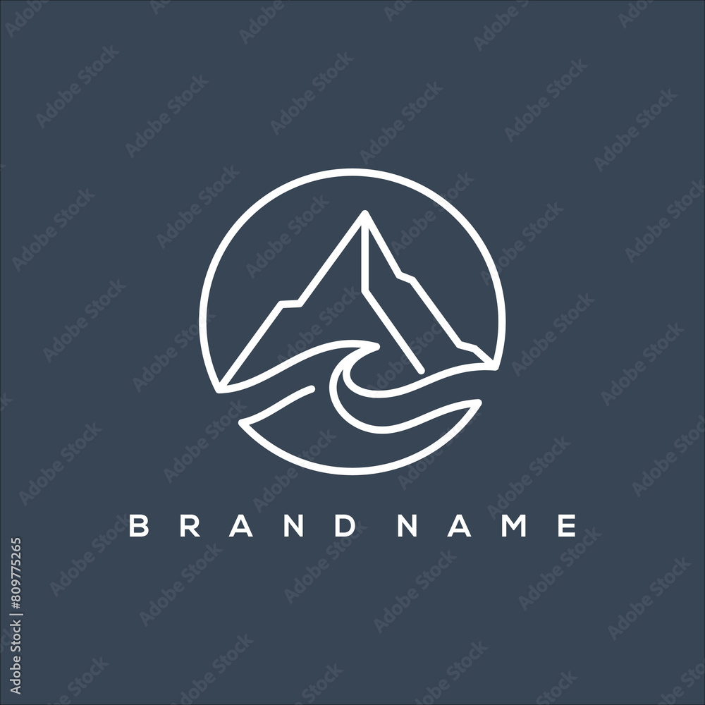 custom made wallpaper toronto digitalline art mountain and wave circle logo vector