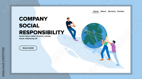 environment company social responsibility vector. community philanthropy, transparency diversity, inclusion charity environment company social responsibility web flat cartoon illustration