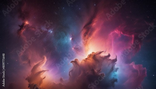 Colorful space galaxy cloud nebula. Stary night cosmos. Universe science astronomy. Supernova background wallpaper © SANTANU PATRA