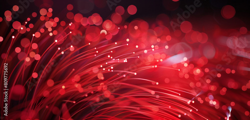 Obraz na płótnie Abstract red fiber optic cables in a dynamic network mesh. w salonie