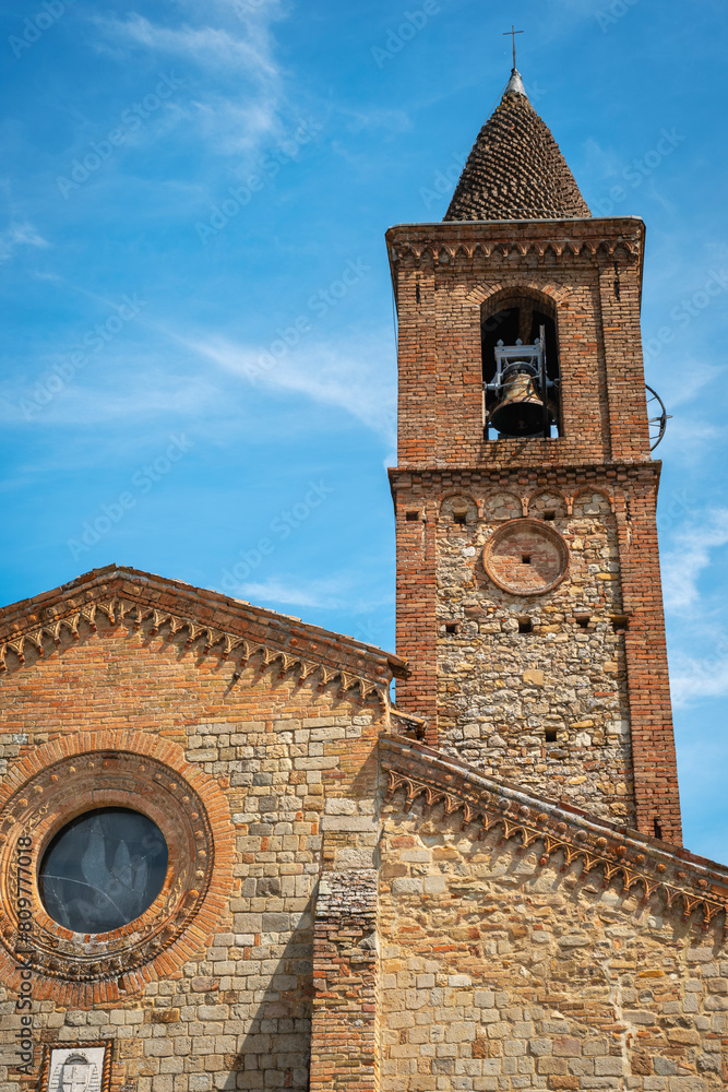 Detail of the main church of the village of Cecima, into Oltrepo Pavese, vinery area in Italy (Lombardy Region) at the borders with Piedmont and Emilia Romagna.