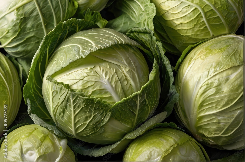 Fototapeta premium green cabbage in the market