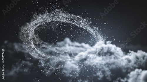 digital cloud computing logo with particle ring circle , futuristic abstract background, illustration photo
