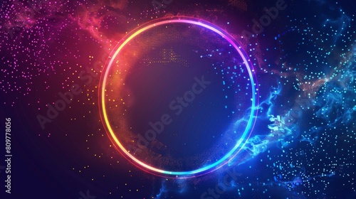 digital cloud computing logo with particle ring circle   futuristic abstract background  illustration