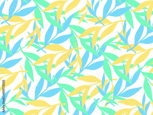 Leaf Wallpaper, Nature leaves pattern design, Outline design for fabric, print, cover, banner and invitation, illustration horizontal, summer vibes