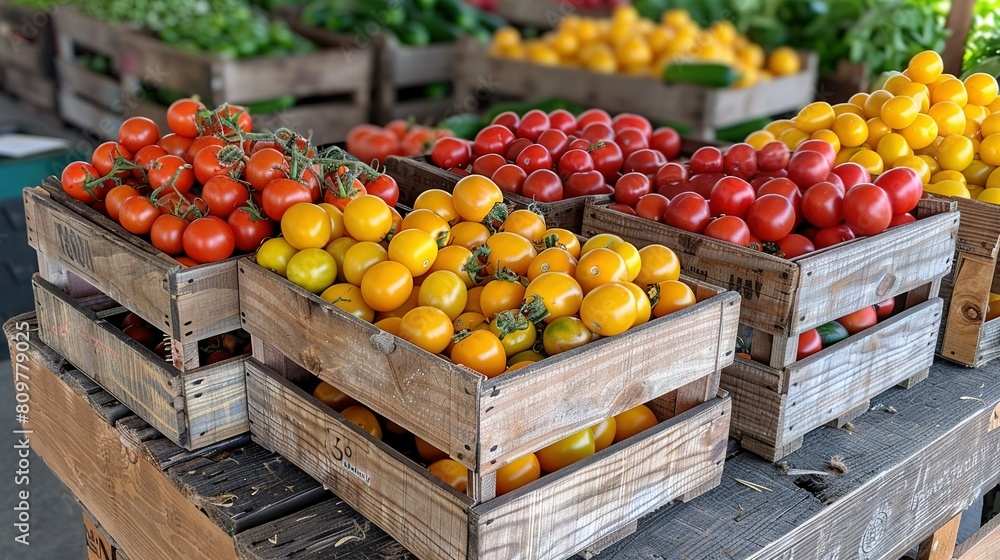 A table overflowing with various fruits and vegetables in multiple crates A table overflowing with various fruits and vegetables in multiple crates
