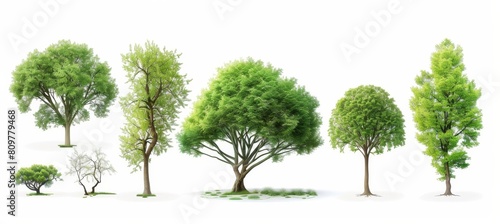 Green tree isolated on white background set