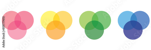 Venn diagram three overlapping circles chart line and solid. Business presentation Venn vector chart.