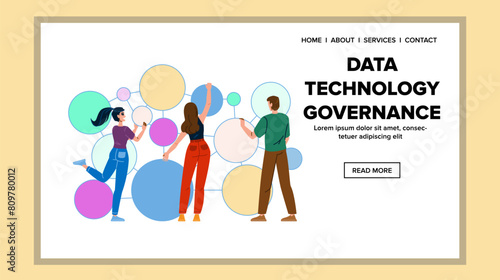 security data technology governance vector. compliance privacy, regulation management, risk framework security data technology governance web flat cartoon illustration