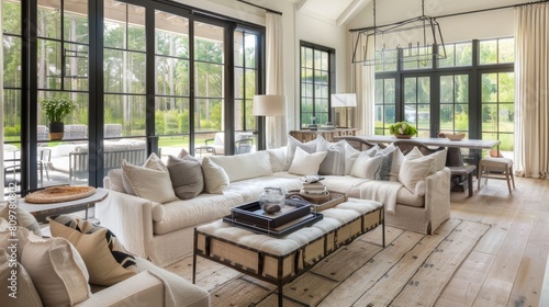 Modern design interior farmhouse living room with sofa