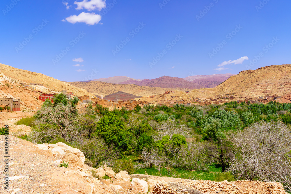 Landscape and a local village in the High Atlas