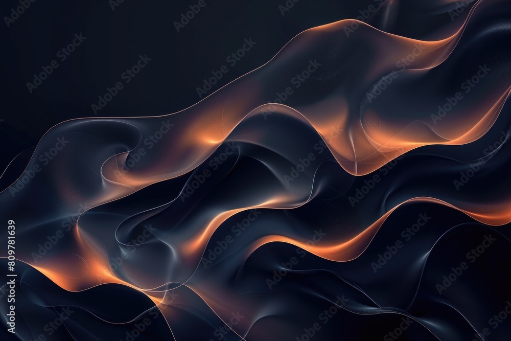 Obraz premium Abstract background with orange and black wavy lines