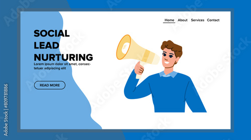 content social lead nurturing vector. automation conversion, relationship funnel, customer communication content social lead nurturing web flat cartoon illustration