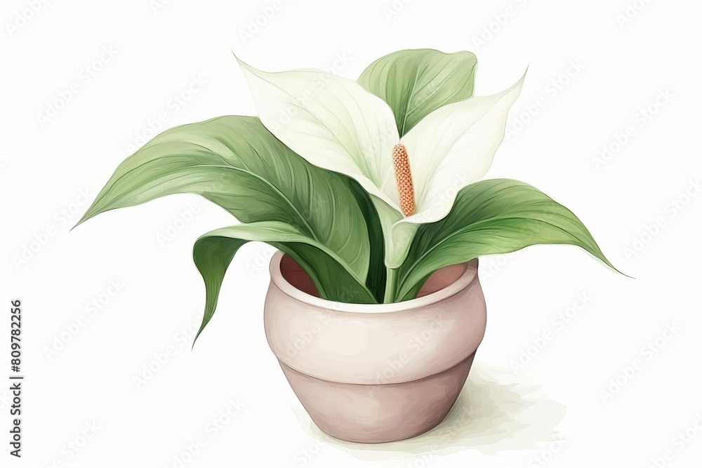 blooming peace lily in a white ceramic vase blooming peace lily in a white ceramic vase