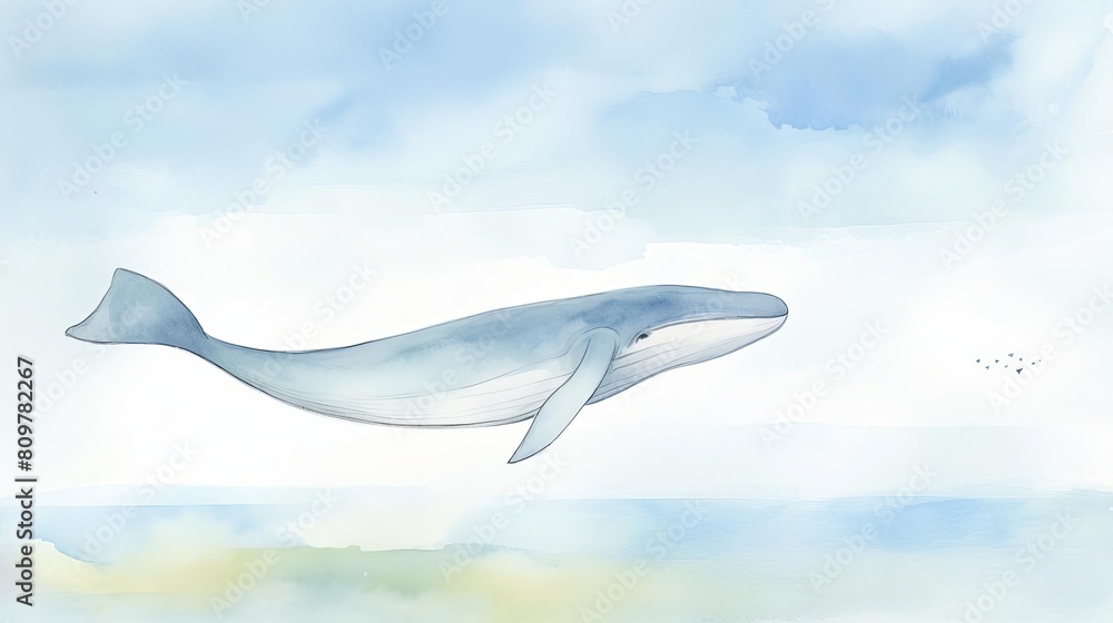 Obraz premium blue whale breaching off the coast