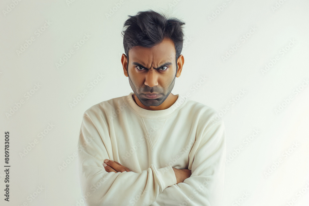 Obraz premium Indian man wearing sweatshirt and he is very angry