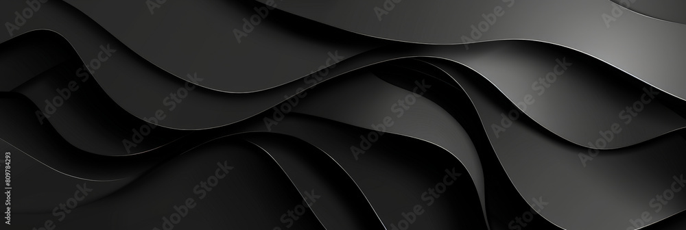 Obraz premium Abstract black luxury background. luxurious black line background. Dark black wave.Curved surface with light is a monochromatic photo capturing artistic, abstract, and minimalist concepts.