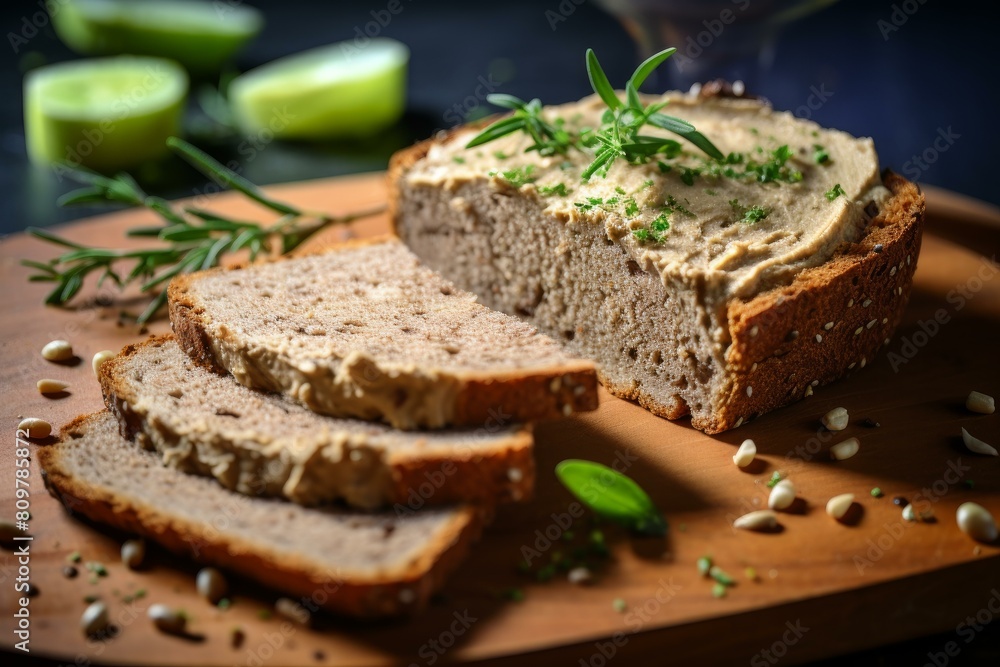 Appetizing Slices bread pate. Toast goose. Generate Ai